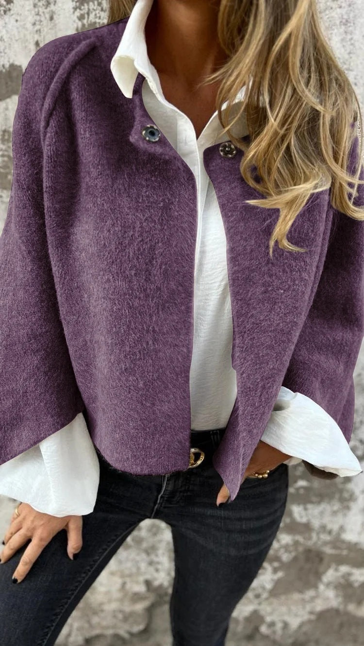 Women's Batwing Sleeve Cardigan Ins Fashion Cropped Jacket Tops Autumn And Winter Loose Short Cashmere Coat by http://Loyshop.shop
