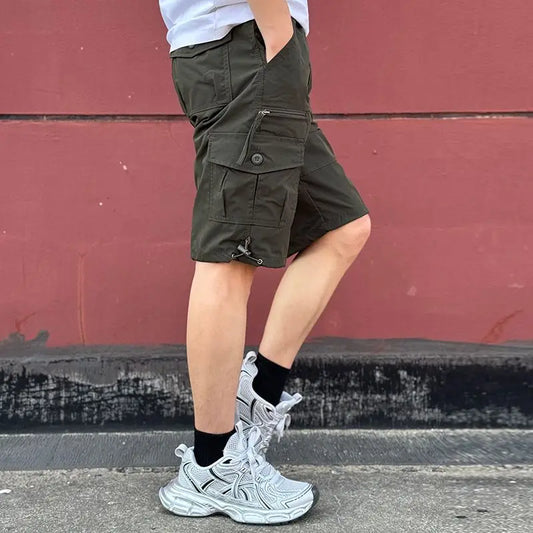 Short Pants for Men with Zipper Cotton Solid Pockets Mens Cargo Shorts Designer Casual Nylon Harajuku Loose Beautiful Popular by http:// Lolyshop.shop