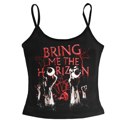 Summer retro casual Y2k dark gothic dark aesthetic street wear short sleeved T-shirt women's outdoor camping top T-shirt vest by http:// Lolyshop.shop