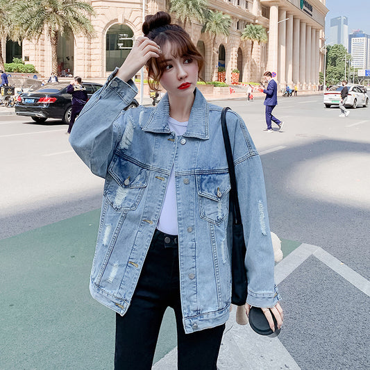Plus Size Denim Coat Women's Fashion Loose Denim Top by http://Lolyshop.shop
