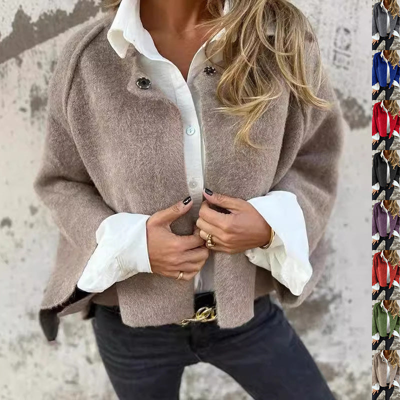 Women's Batwing Sleeve Cardigan Ins Fashion Cropped Jacket Tops Autumn And Winter Loose Short Cashmere Coat by http://Loyshop.shop