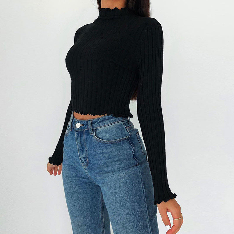 Women's slim t-shirts with half turtleneck fungus by http://Lolyshop.shop