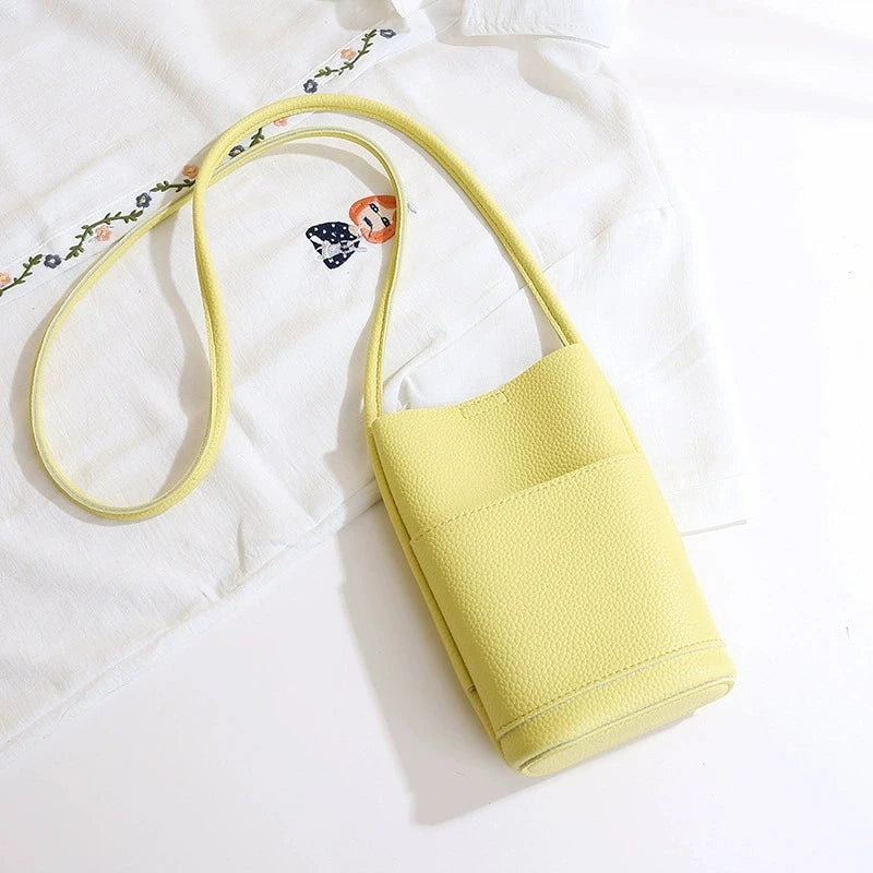 Soft Leather Phone Bag Women's Crossbody Mini Bag 2025 New Trendy Versatile Soild Color Cute Mini Bucket Bags Ladies Hand Bags