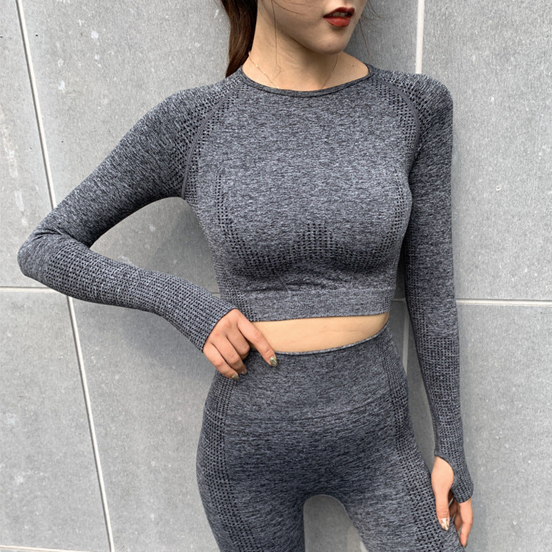 Sports T-shirt Quick-drying Tight High Elastic Short Seamless Long-sleeved Coat