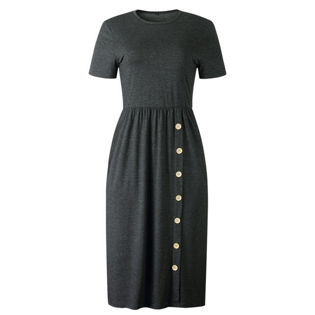 Button casual women knitted dress by http://Lolyshop.shop