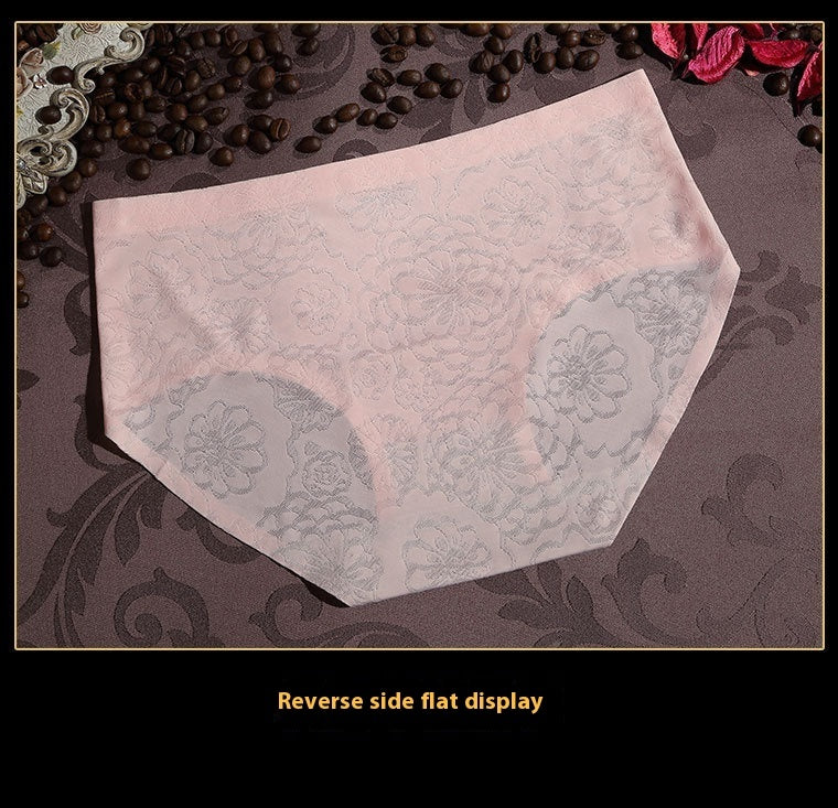 Ice Silk Seamless Panties Women's Mid-waist Jacquard