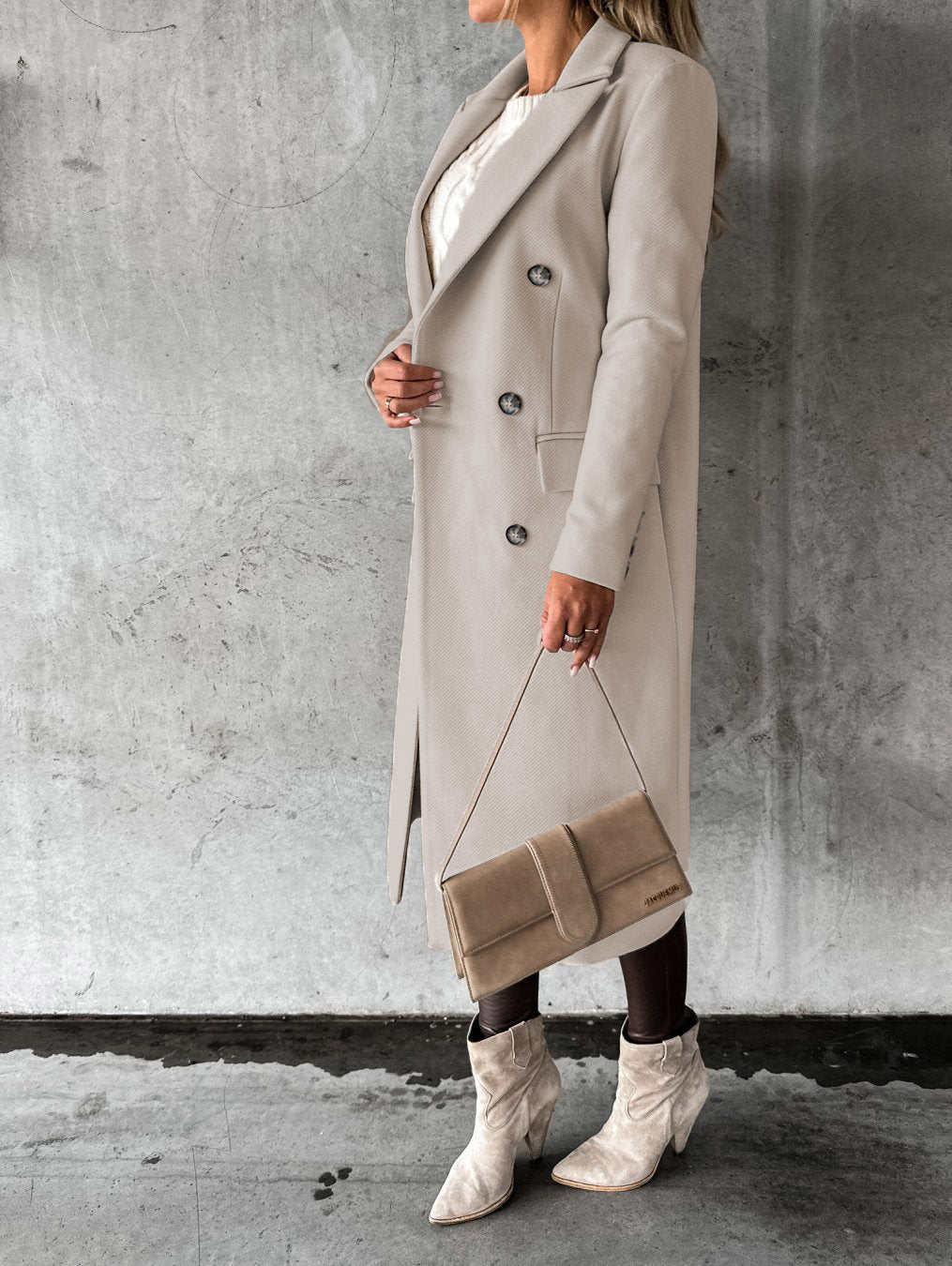 Double Breasted Lapel Coat Winter Fashion Solid Slim Long Jacket Long Sleeve Tops Womens Clothing by http://Loyshop.shop