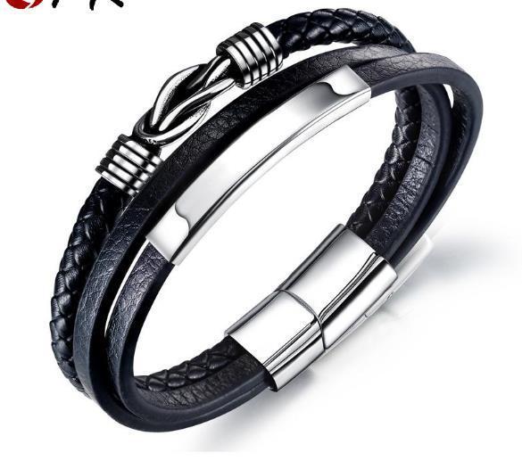 Black Multilayer Leather Bracelet For Men Bangle Jewelry by http://Lolyshop.shop