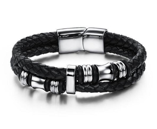 Black Multilayer Leather Bracelet For Men Bangle Jewelry by http://Lolyshop.shop