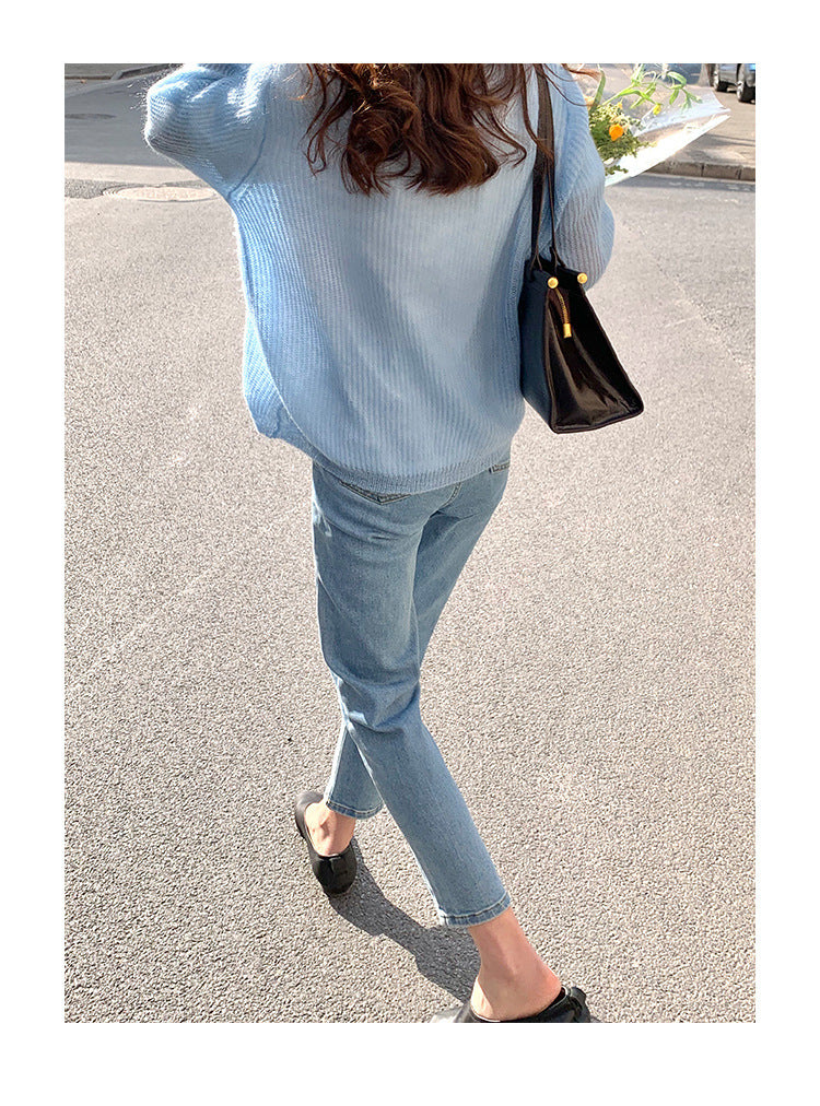 Bleached Washed High Waist Slim Straight Capris Jeans by http://Lolyshop.shop