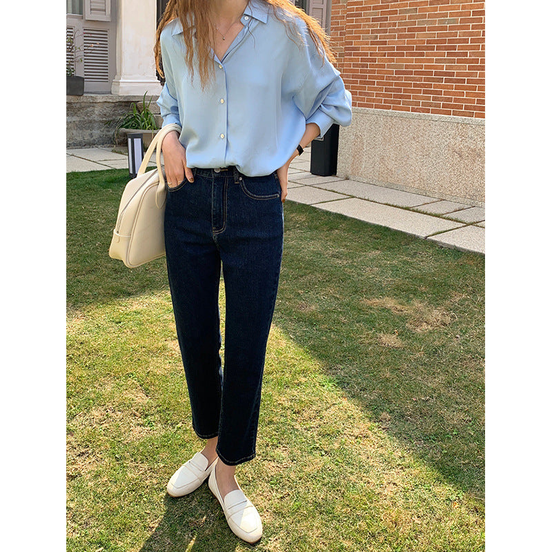 Bleached Washed High Waist Slim Straight Capris Jeans by http://Lolyshop.shop
