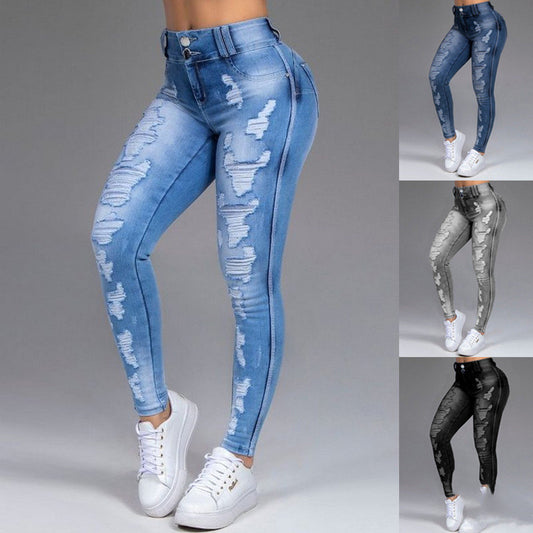 Hot Sale Ladies Jeans Ripped Holes Show Thin Stretch Jeans Trousers Women Trousers by http://Lolyshop.shop