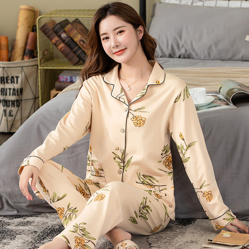Spring And Autumn Cotton Long-Sleeved Middle-Aged And Elderly Mothers Plus Size Casual Home Wear Suits That Can Be Worn Outside