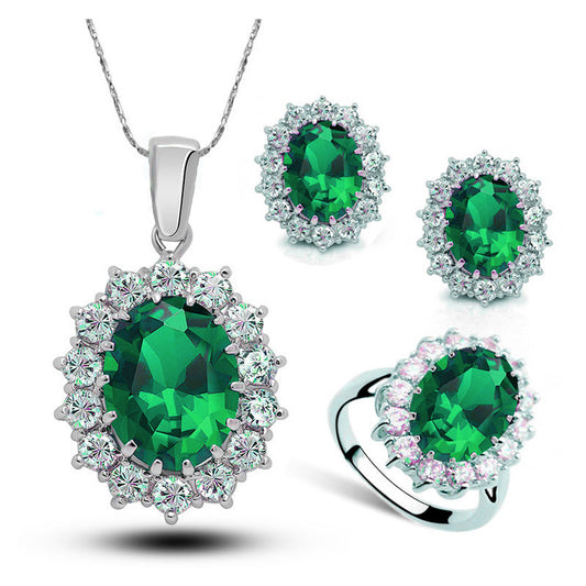 Crystal Jewelry Bridal Necklace Earrings Ring Jewelry Set by http://Lolyshop.shop