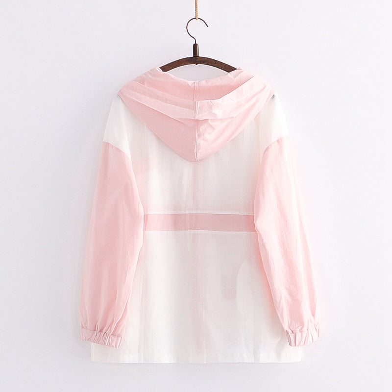 College Style New Strawberry Bottle Print Hooded Jacket Sunscreen Shirt Wearing Clothes Tide by http://Lolyshop.shop