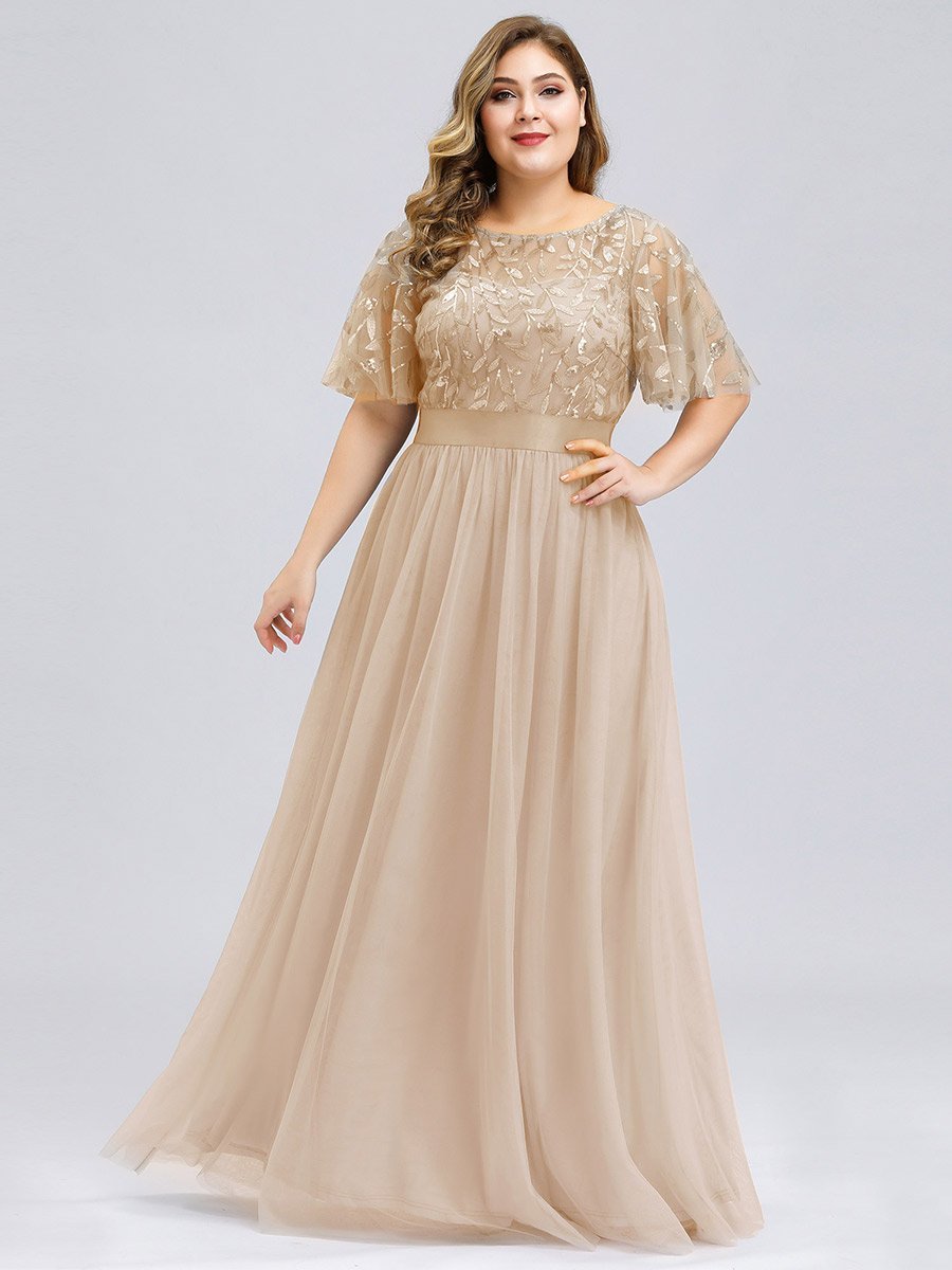 European And American Xl Fat Girl Sister Group Bridesmaid Dress Sequin Mesh Annual Party Banquet Adult Ceremony Evening Dress
