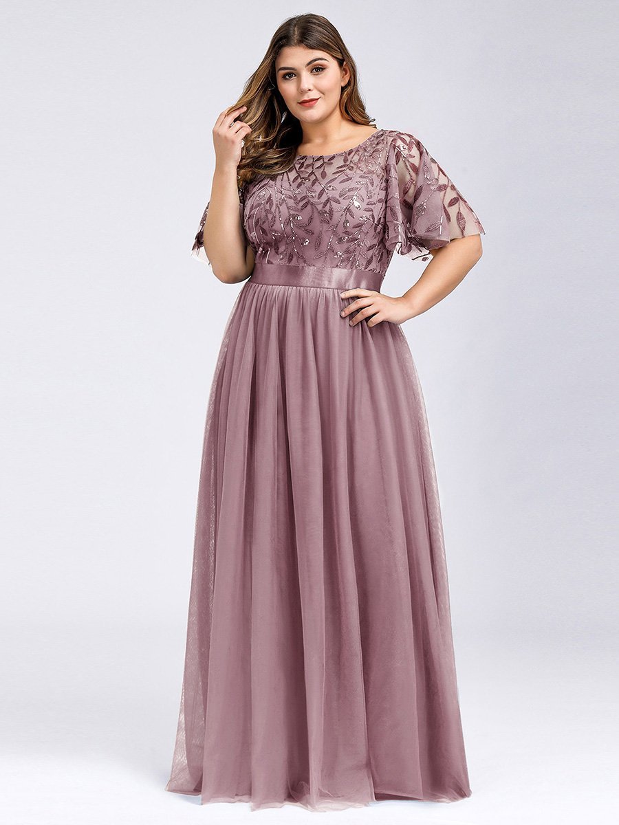 European And American Xl Fat Girl Sister Group Bridesmaid Dress Sequin Mesh Annual Party Banquet Adult Ceremony Evening Dress