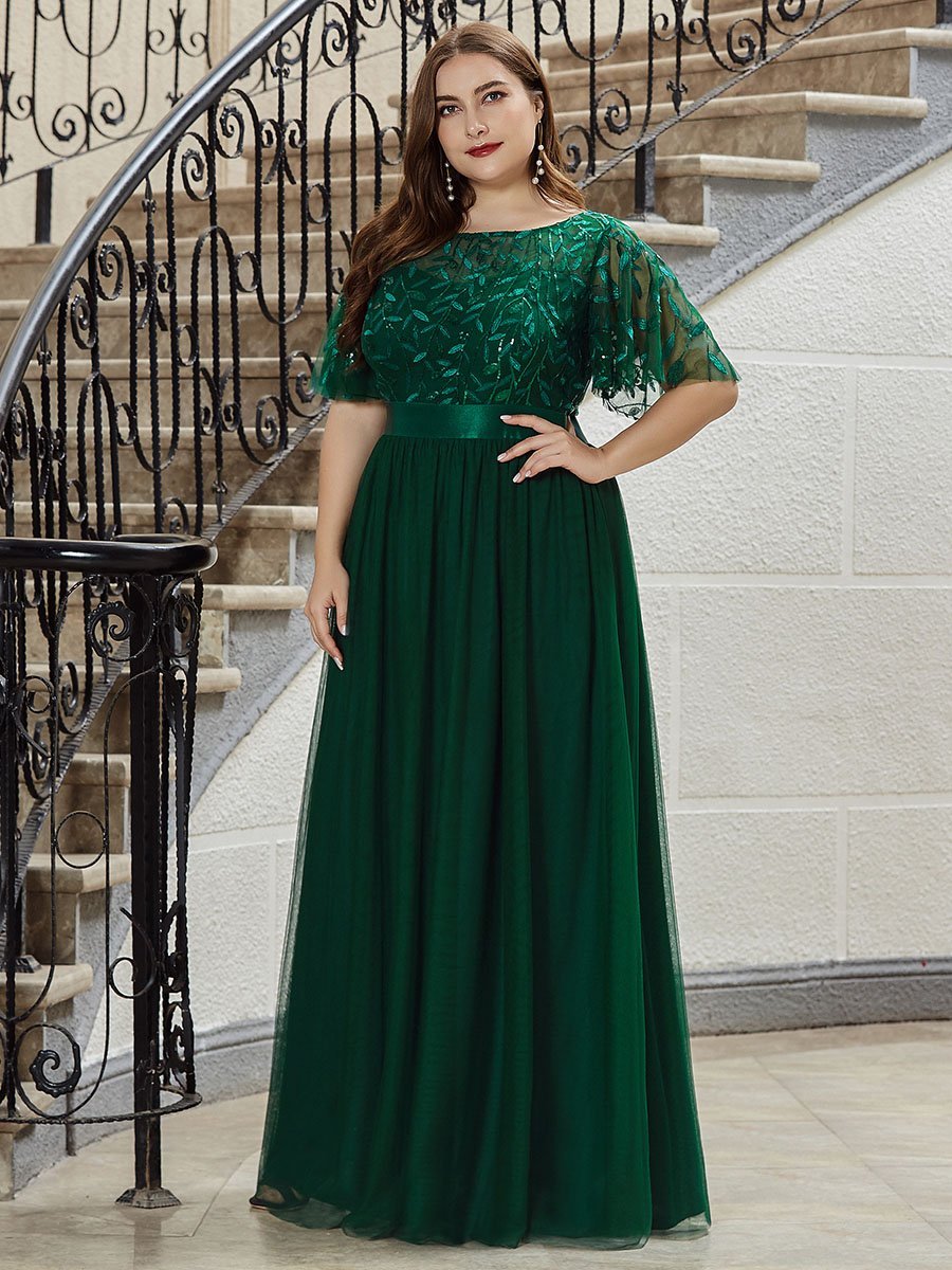 European And American Xl Fat Girl Sister Group Bridesmaid Dress Sequin Mesh Annual Party Banquet Adult Ceremony Evening Dress