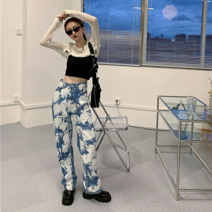 Straight Loose Wide Leg Pants Women Summer New Jeans High Waist Slim Pants