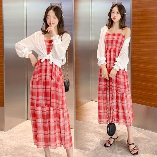 Plaid Sling Chiffon Dress Women by http://Lolyshop.shop