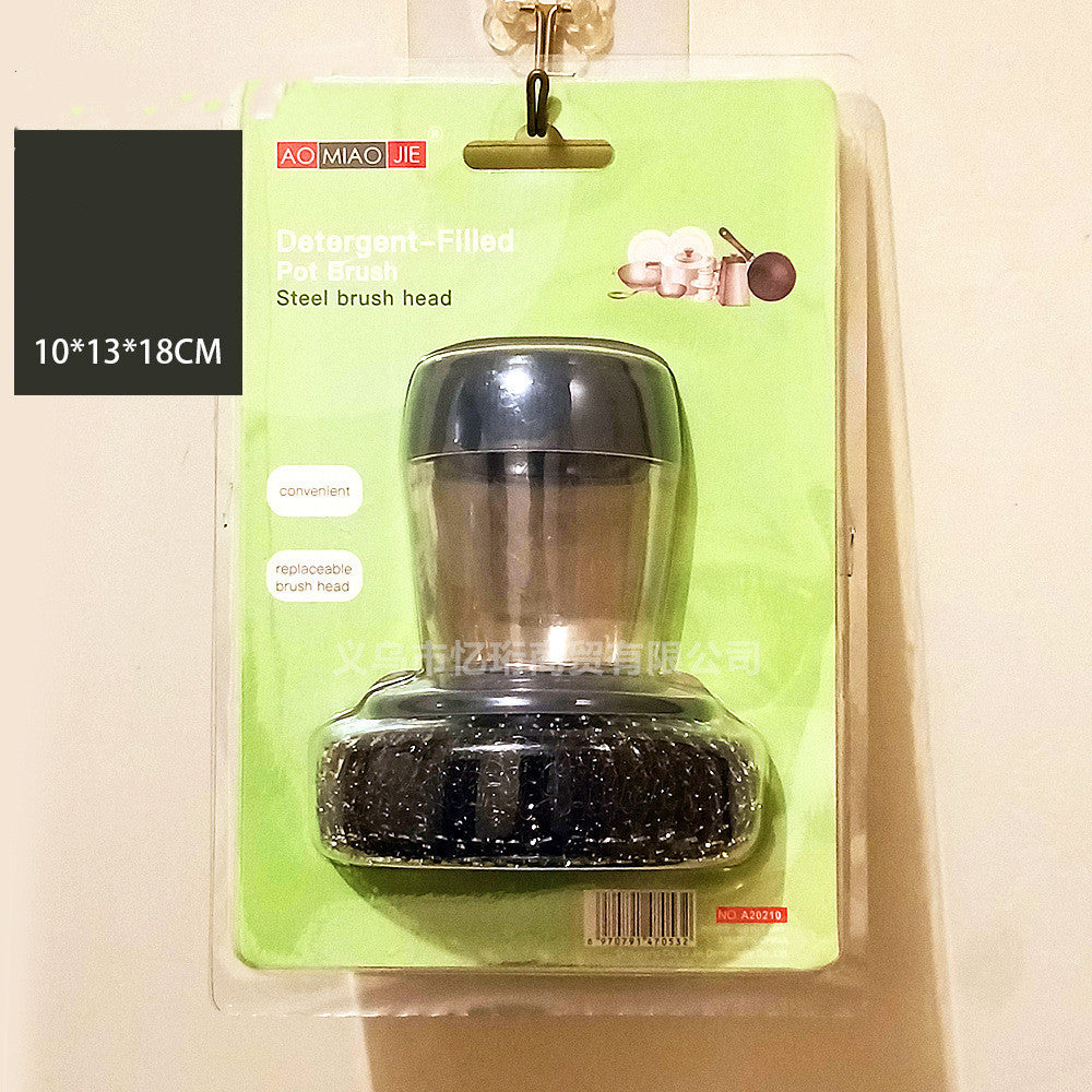 Kitchen Soap Dispensing Palm Brush Cleaner Push-type Brush Kitchen Detergent Tools by http://Lolyshop.shop