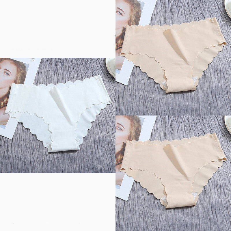 Ruffle Ice Silk Underwear Women's Girls Shorts Package Seamless Underwear Smooth Satin Ladies Underwear Set