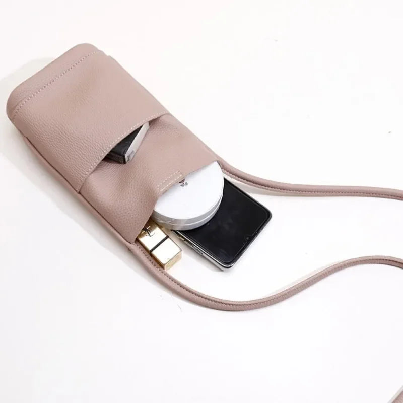 Soft Leather Phone Bag Women's Crossbody Mini Bag 2025 New Trendy Versatile Soild Color Cute Mini Bucket Bags Ladies Hand Bags
