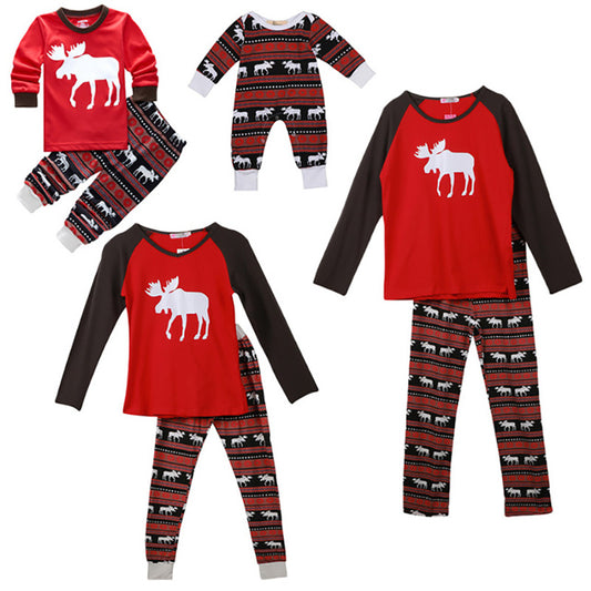Christmas elk print family pajamas by http:// Lolyshop.shop