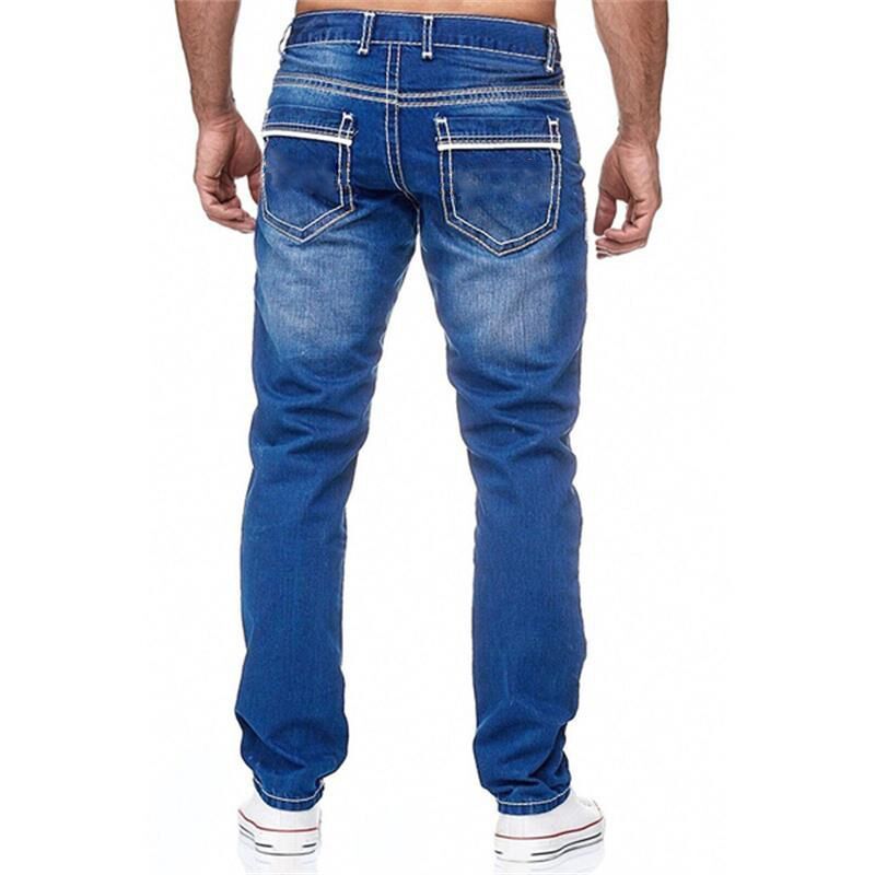 Men Jeans With Pockets Straight Pants Business Casual Daily Streetwear Trousers Men's Clothing by http://Lolyshop.shop