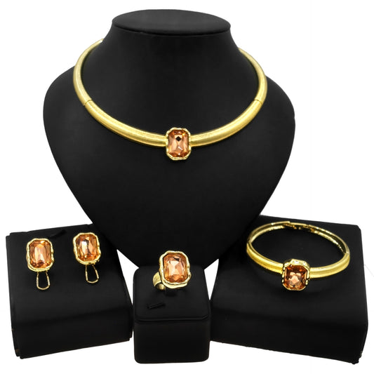 Color Block Necklace Earrings Bracelet Ring Jewelry Set Of Four by http://Lolyshop.shop