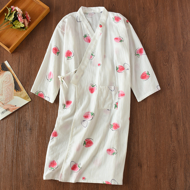 Cotton Gauze Lace-up Home Wear Cotton Moisture-wicking Clothing Kimono Robe by http://Lolyshop.shop