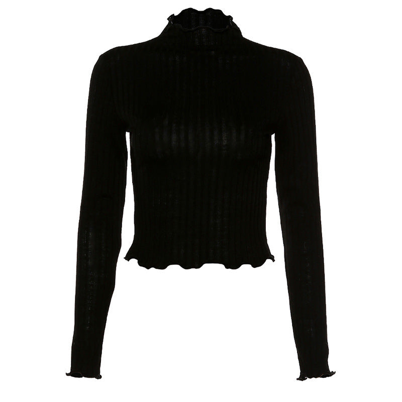 Women's slim t-shirts with half turtleneck fungus by http://Lolyshop.shop