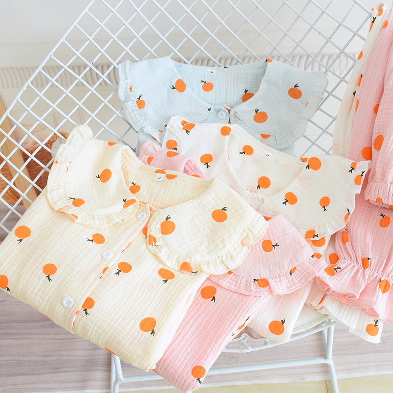 Long Sleeve Doll Collar Pure Cotton Pajamas Women's Loose Home Wear Suit Simple Loose