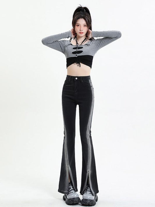 New Black Gradient Split Skinny Jeans For Women by http://Lolyshop.shop