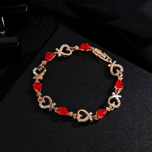 Hollow Love Bracelet With Rhinestones Fashion Temperament Heart-shaped Bracelet For Valentine's Day Gift Jewelry by http://Lolyshop.shop