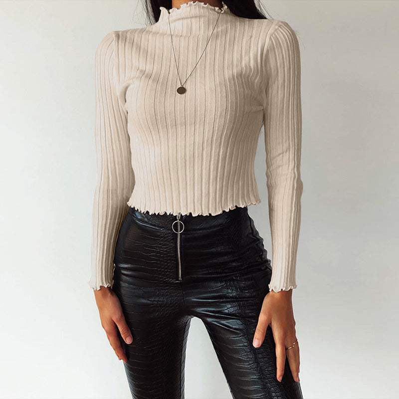 Women's slim t-shirts with half turtleneck fungus by http://Lolyshop.shop