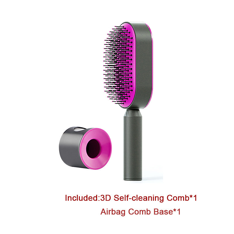 Self Cleaning Hair Brush For Women One-key Cleaning Hair Loss Airbag Massage Scalp Comb Anti-Static Hairbrush by http://Lolyshop.shop
