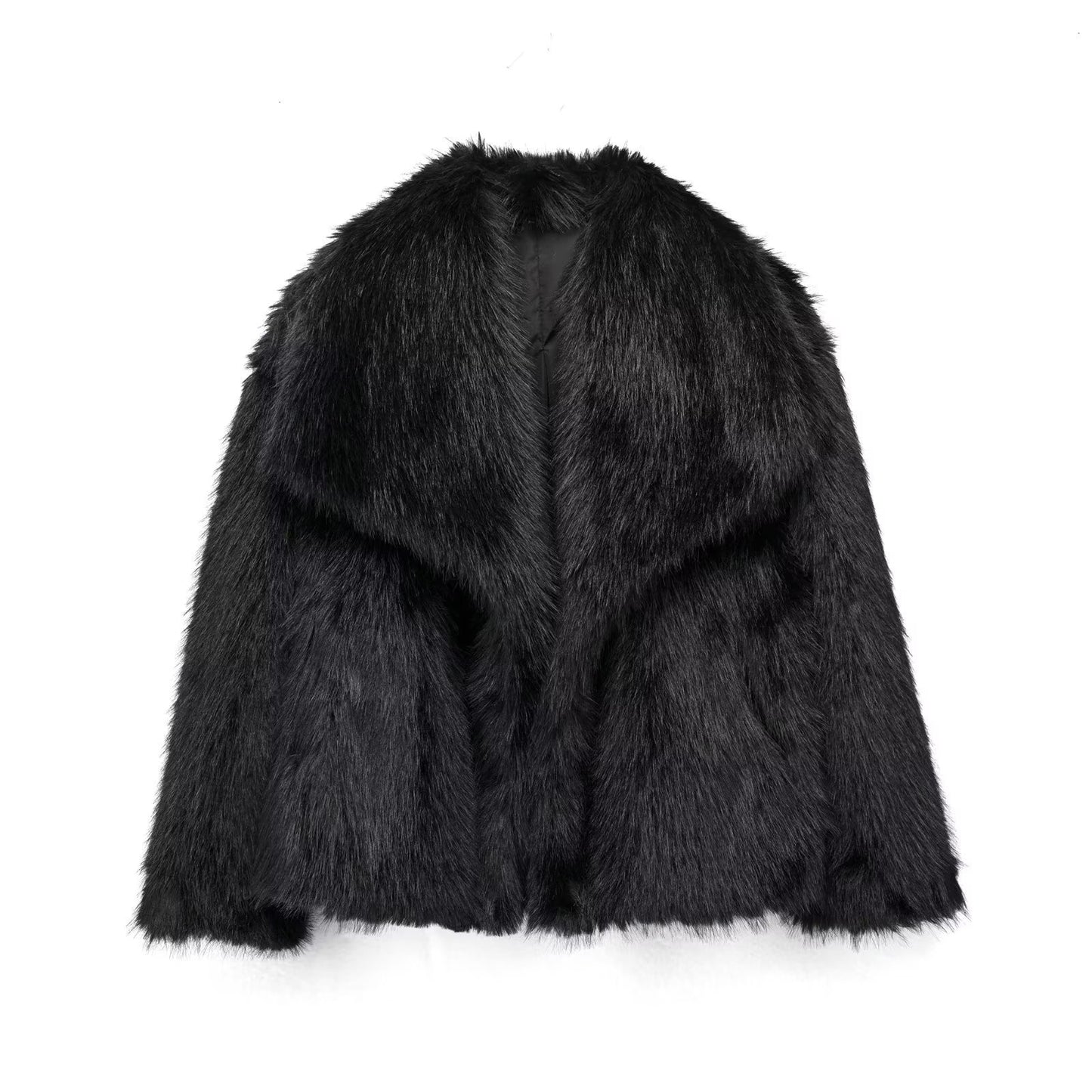Winter Plush Coat Fashion Warm Thicken Fluffy Lapel Jacket Outwear Casual Long Sleeve Tops Womens Clothing by http://Loyshop.shop