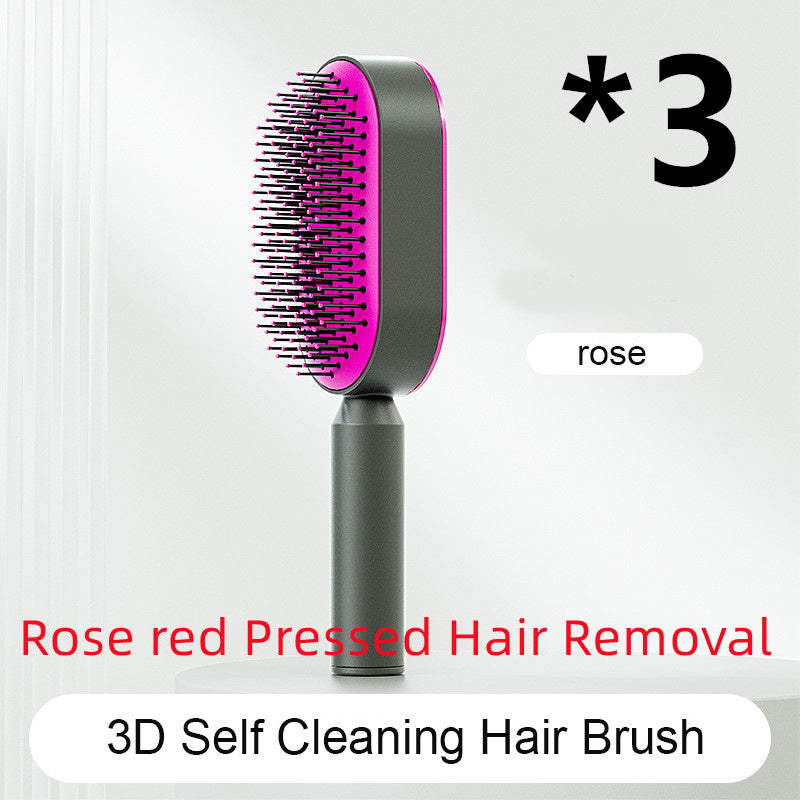 Self Cleaning Hair Brush For Women One-key Cleaning Hair Loss Airbag Massage Scalp Comb Anti-Static Hairbrush by http://Lolyshop.shop