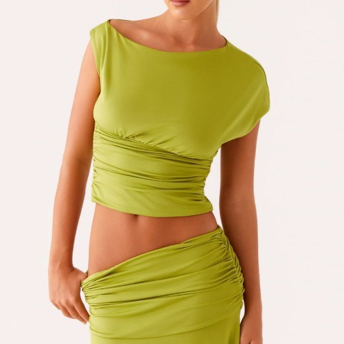 Cropped Pleated Slim-fit Sheath Skirt Suit by http://Lolyshop.shop