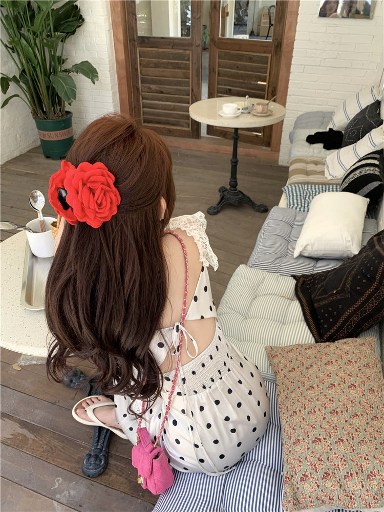 Polka Dot Brace Dress Women