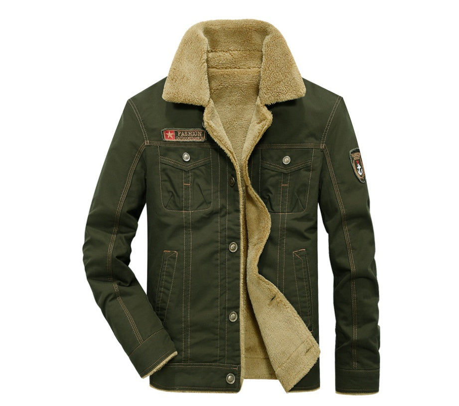 Winter plus velvet thick lapels uniforms air force one jacket jacket cotton clothing men by http://Lolyshop.shop
