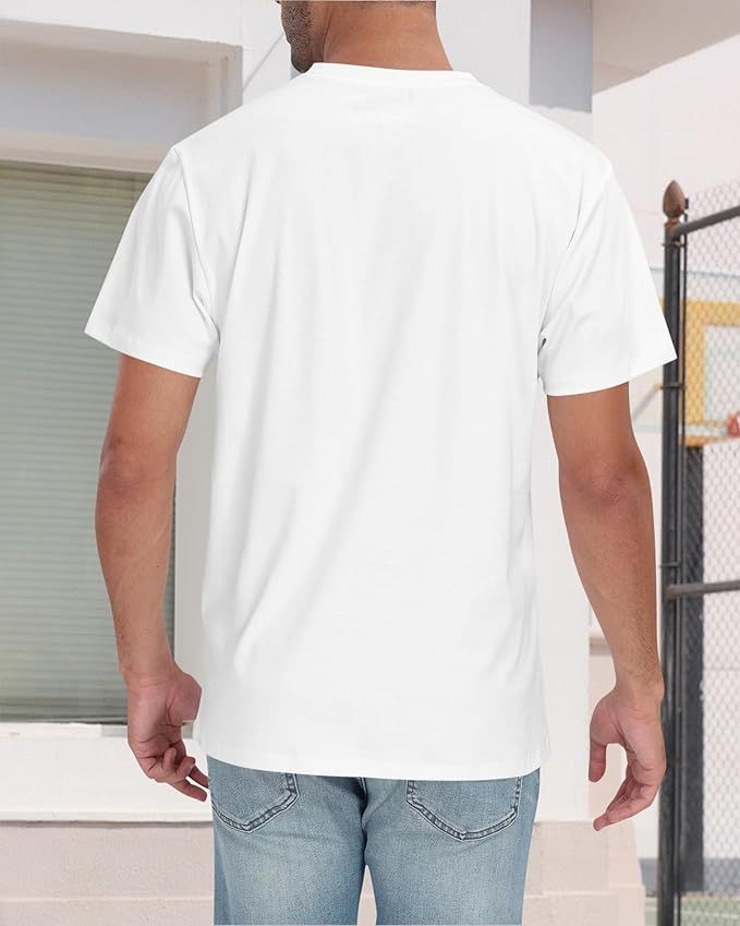 Neat White Basic Crewneck Short Sleeve Cotton Polyester Water Repellent Tops T Shirts Tee For Men by http://Lolyshop.shop