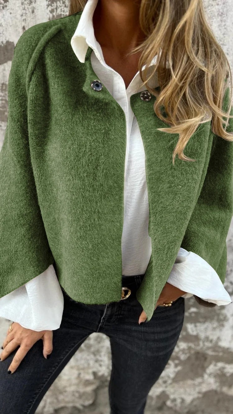 Women's Batwing Sleeve Cardigan Ins Fashion Cropped Jacket Tops Autumn And Winter Loose Short Cashmere Coat by http://Loyshop.shop