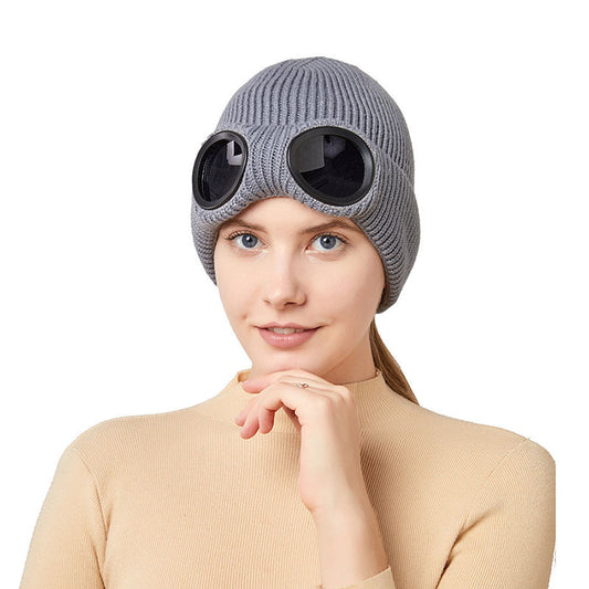 Warm Knitted Woolen Hats With Windproof Glasses Autumn And Winter For Men And Women Ear Protection Cap by http://Lolyshop.shop