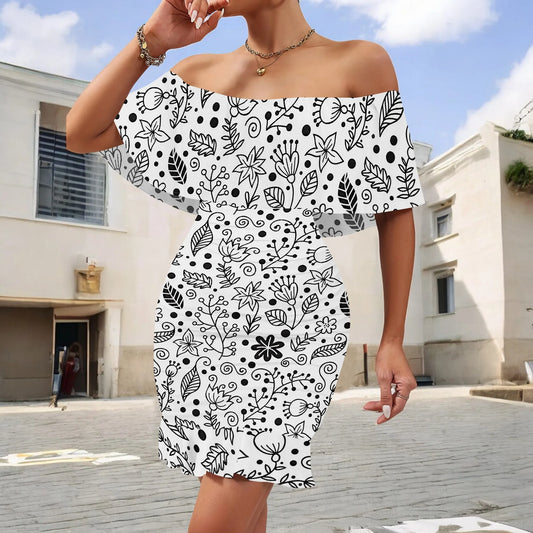 Women's 2025 Spring/Summer New Customized Casual Loose Swinging Collar Shoulder Printed Flower Strap Dress by http:// Lolyshop.shop