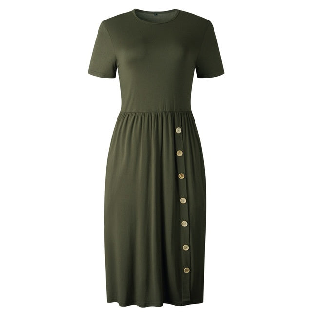Button casual women knitted dress by http://Lolyshop.shop