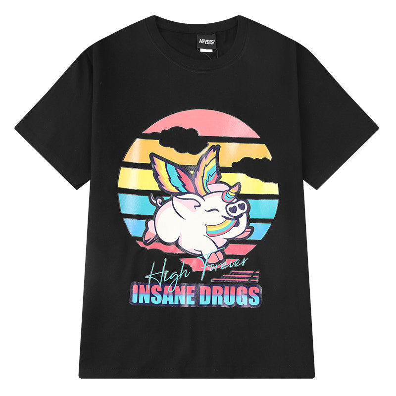 Short-Sleeved T-Shirt Men's Loose Cotton T-Shirt Hip-Hop Plus Size Printing Clothes
