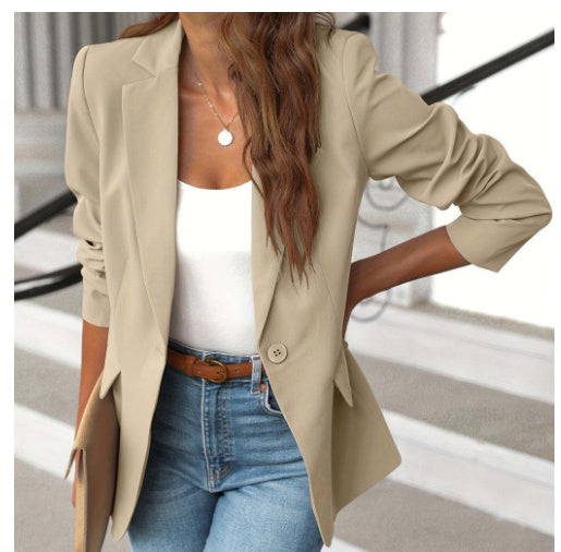 Ins Lapel Button Jacket Fashion Commuter Casual Suit Jacket Women's Long-sleeved Tops Outwear Clothing by http://Loyshop.shop