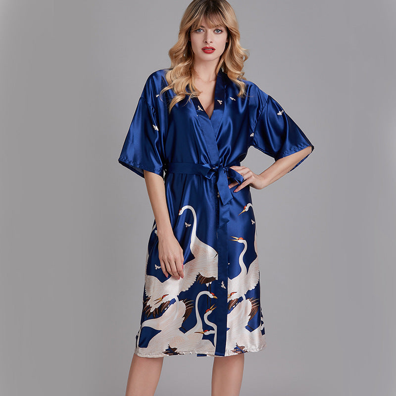 Bridal Dressing Gown Long Ladies Short-sleeved Home Wear by http://Lolyshop.shop